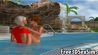 Sexy 3D cartoon babe sucks cock and gets fucked porn video